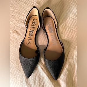 Sam & Libby Dark Gray Pointed Toe Bow Detail Flats Size 6